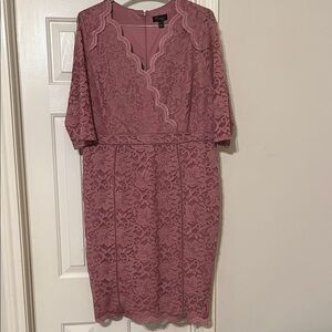 Thalia Sodi Lace Midi Dress in Mauve
